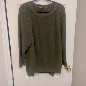 EUC express oversized crew neck olive green sweat er